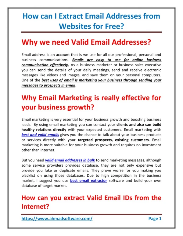 How can I extract email addresses from websites for free?