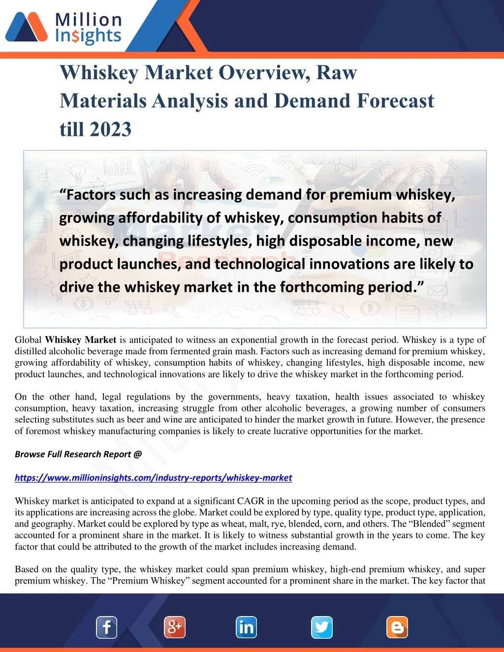whiskey market overview raw materials analysis