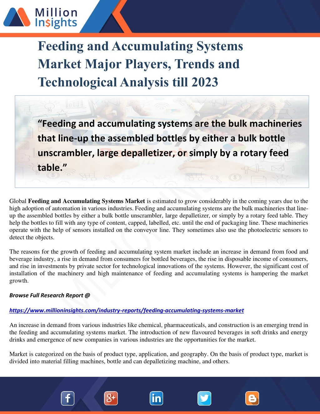 feeding and accumulating systems market major