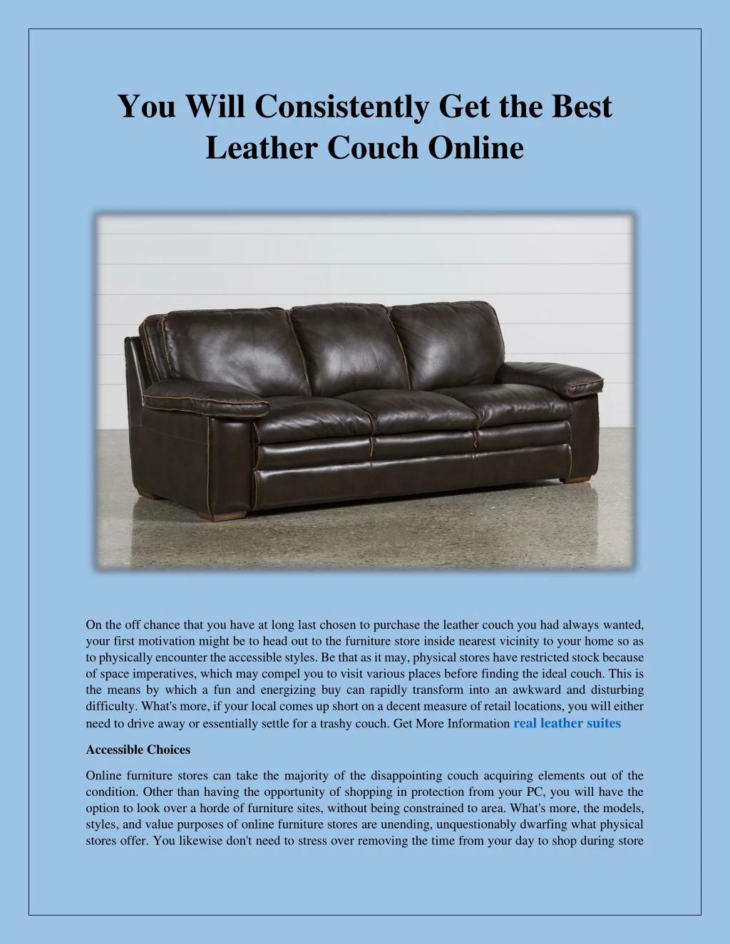 you will consistently get the best leather couch