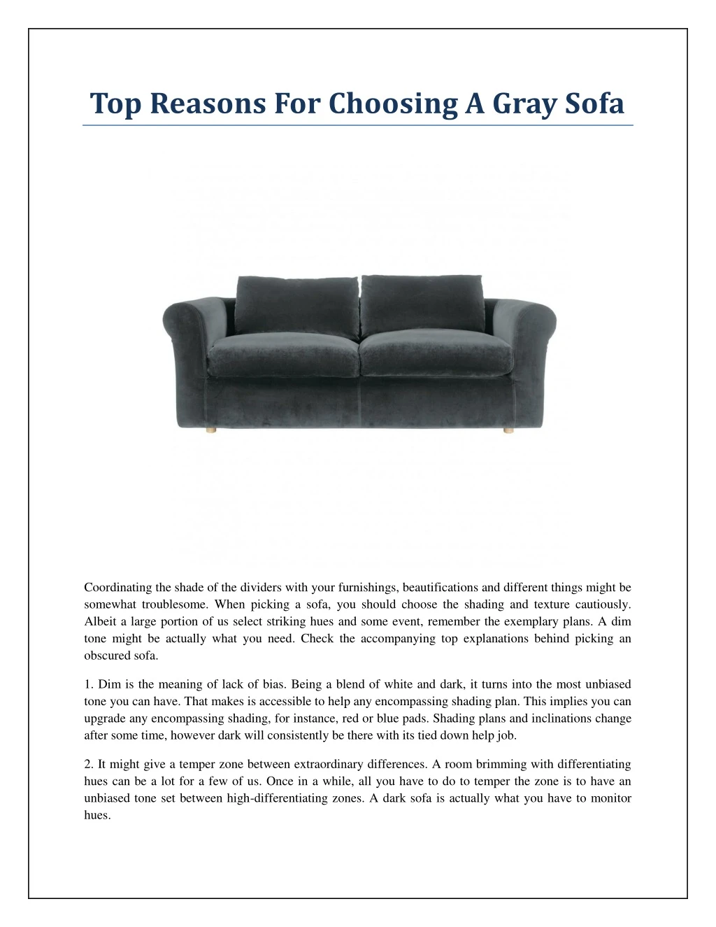 top reasons for choosing a gray sofa