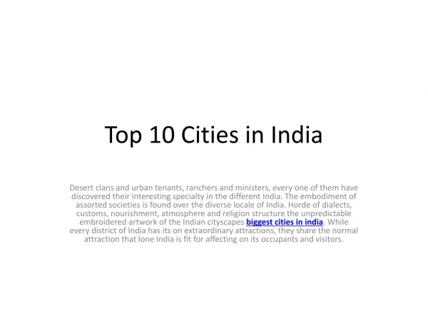 Top 10 Cities in India