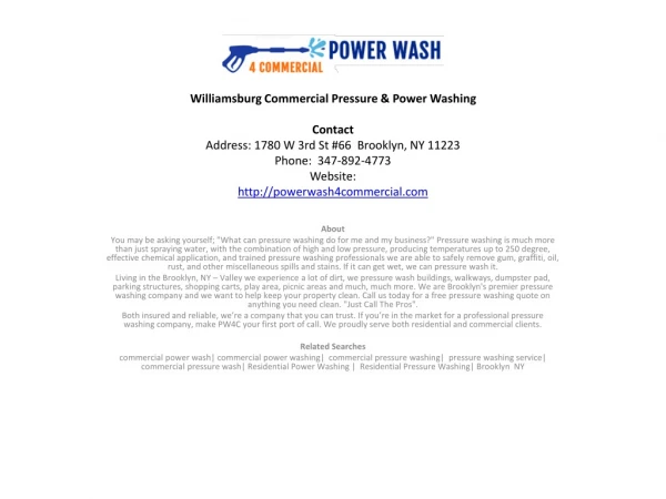 Williamsburg Commercial Pressure & Power Washing