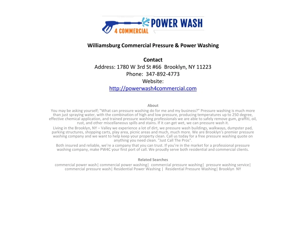 williamsburg commercial pressure power washing