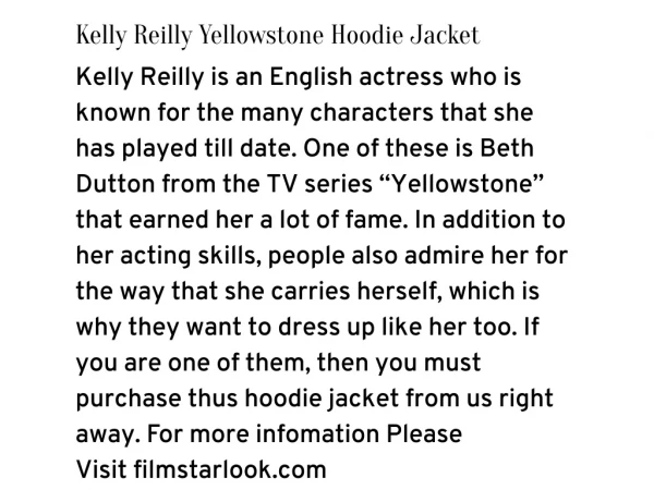 Kelly Reilly Yellowstone Hoodie Jacket
