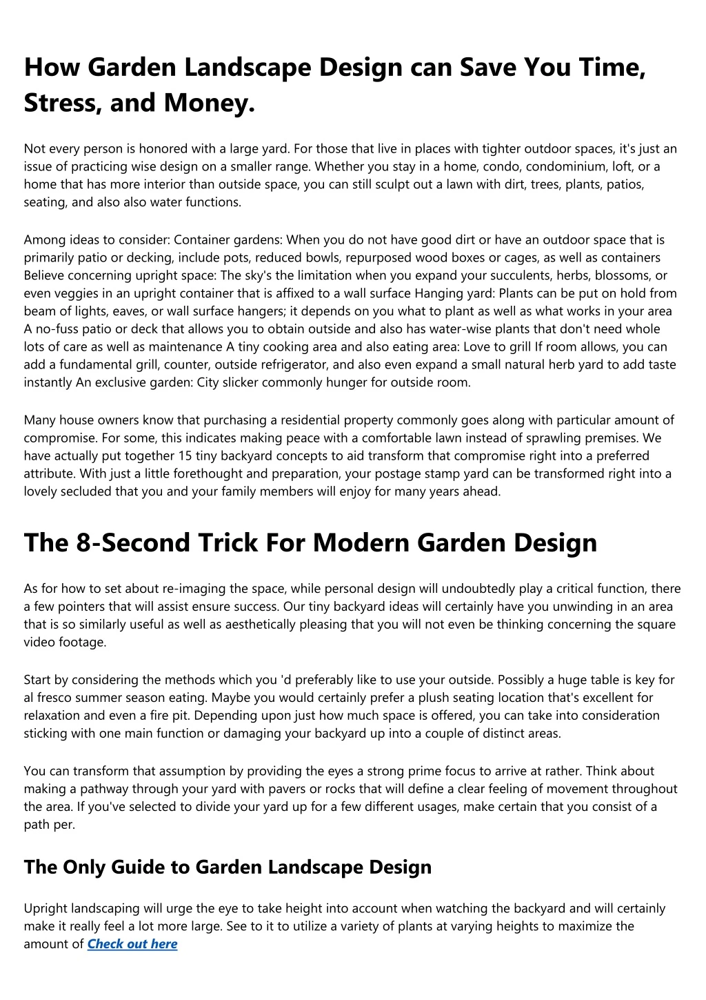how garden landscape design can save you time