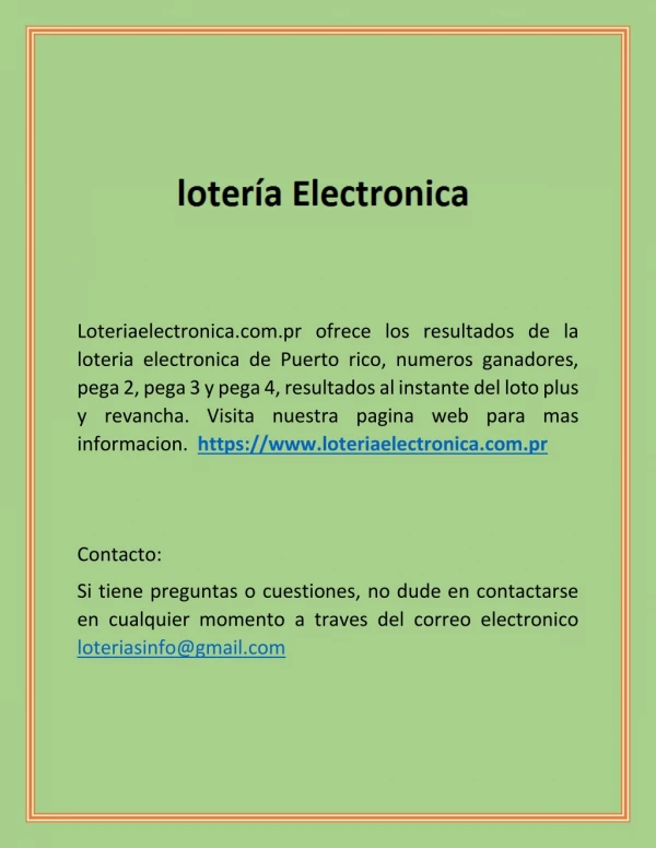 loteria electronica pr - lotería Electronica