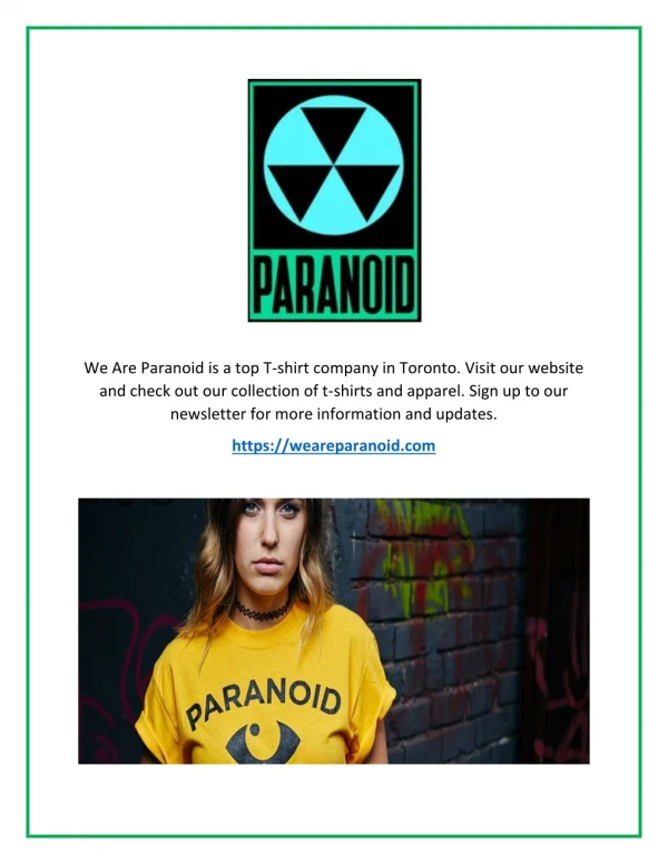 Best Custom Clothing in Toronto - We Are Paranoidq