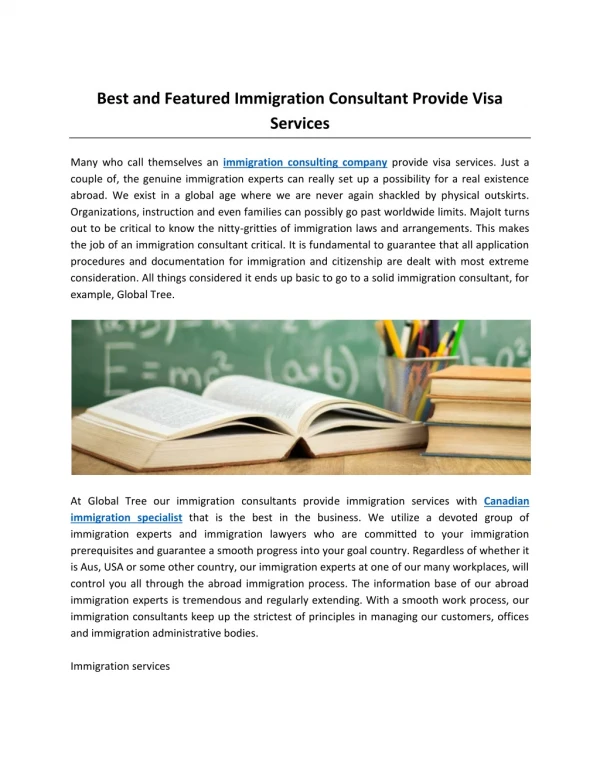 Best and Featured Immigration Consultant Provide Visa Services