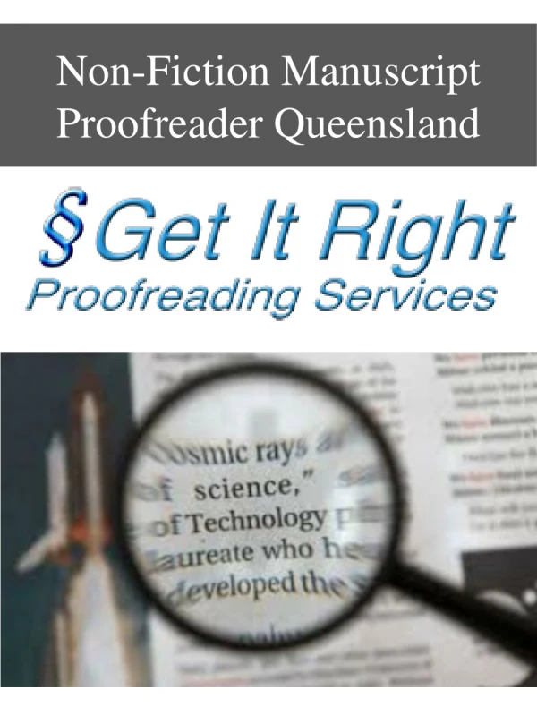 Non-Fiction Manuscript Proofreader Queensland