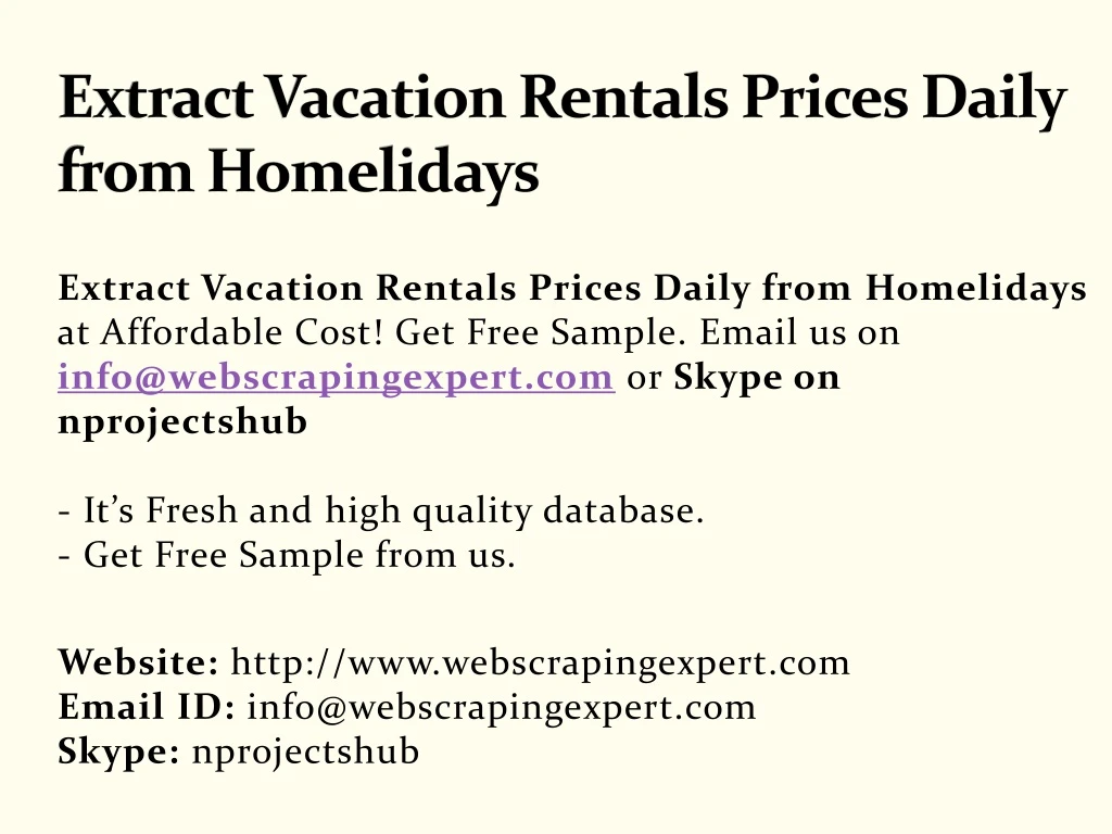 extract vacation rentals prices daily from homelidays