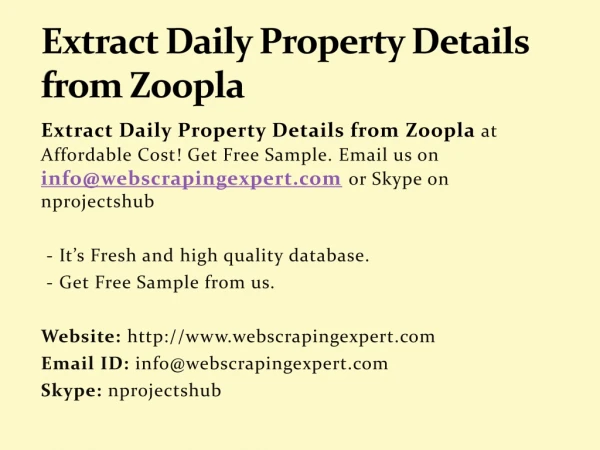 extract daily property details from zoopla