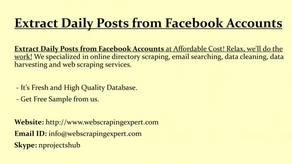 extract daily posts from facebook accounts