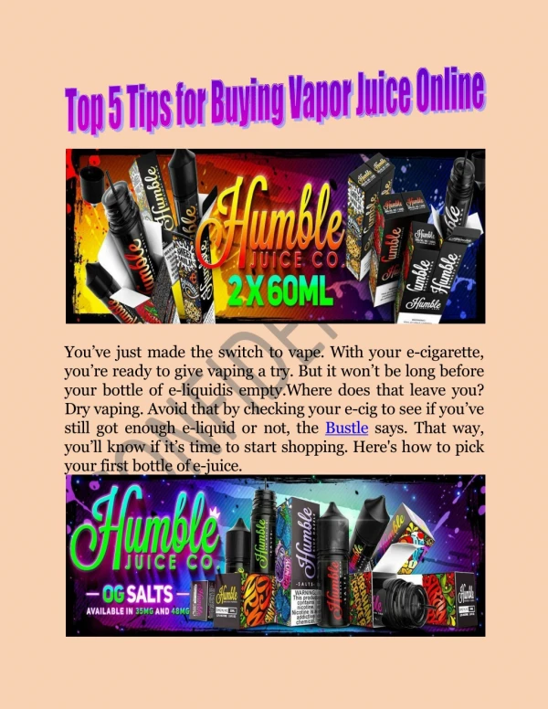 Top 5 Tips for Buying Vapor Juice Online