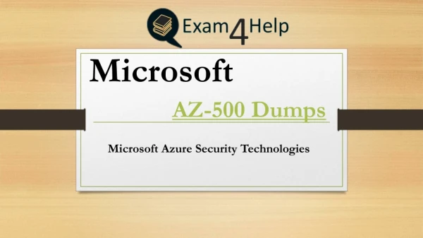 Microsoft AZ-500 Dumps Instant Success in AZ-500 Exam | Exam4Help