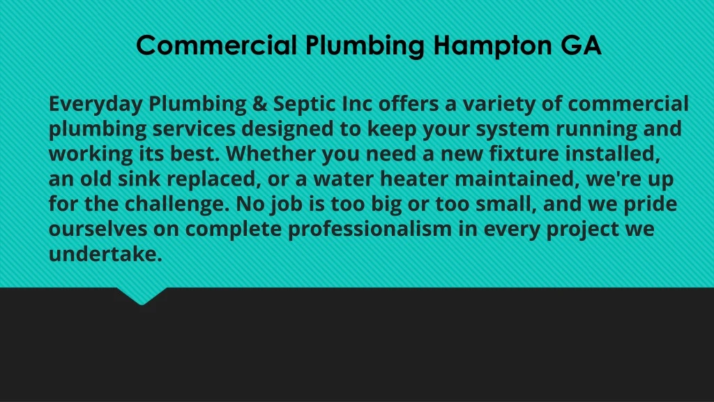 commercial plumbing hampton ga