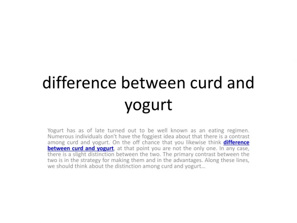 difference between curd and yogurt