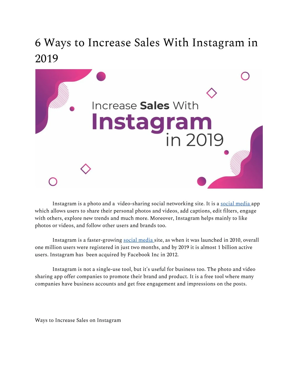 6 ways to increase sales with instagram in 2019