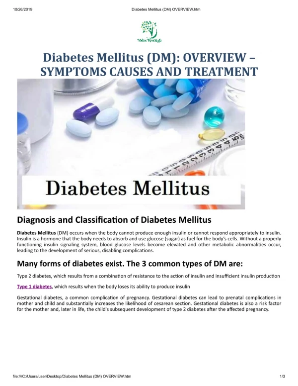 Diabetes Mellitus (DM) OVERVIEW