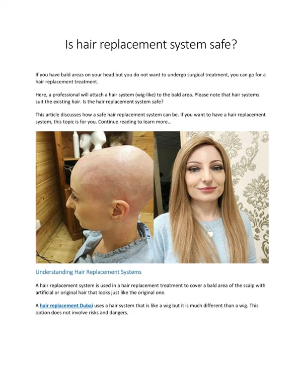 Is hair replacement system safe?