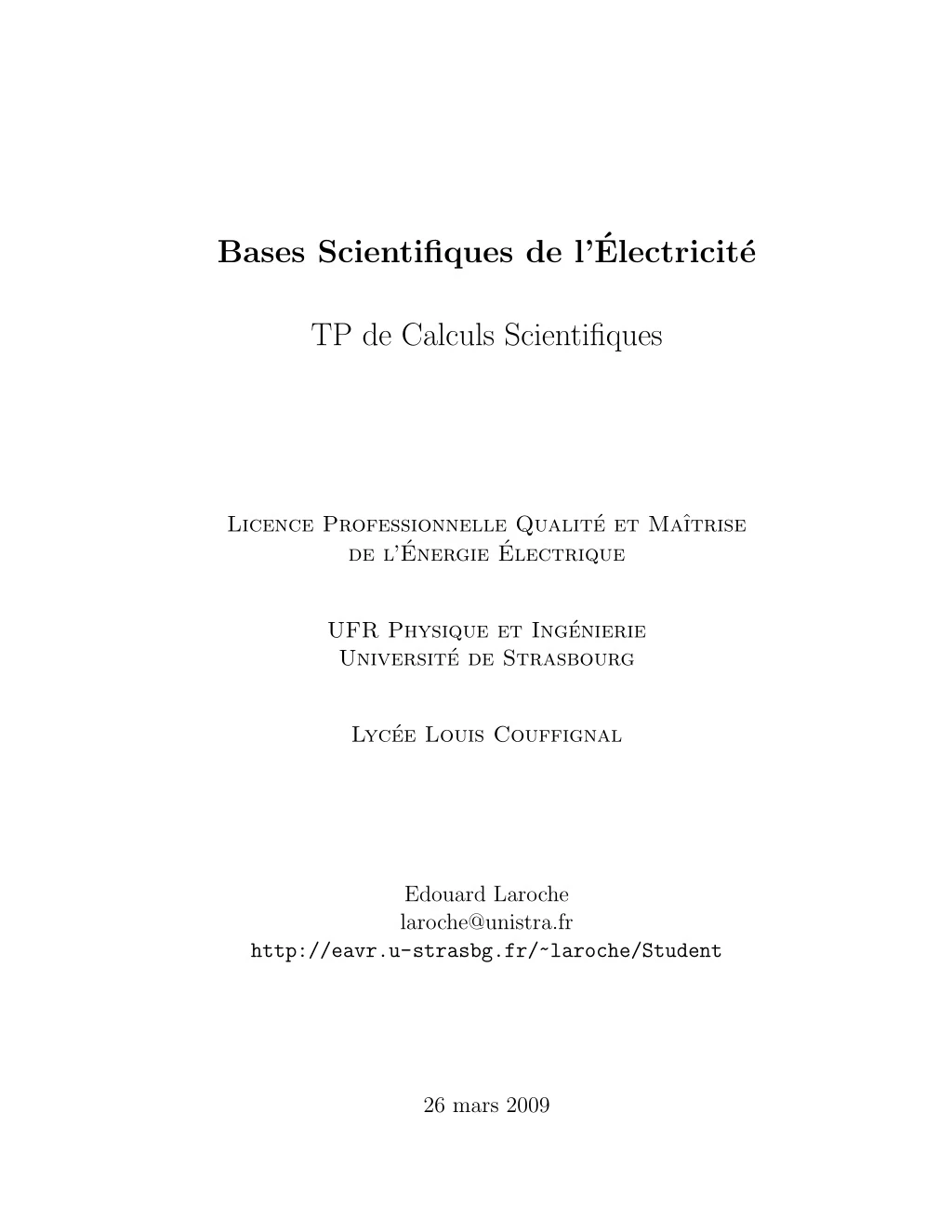 bases scientifiques de l electricit e