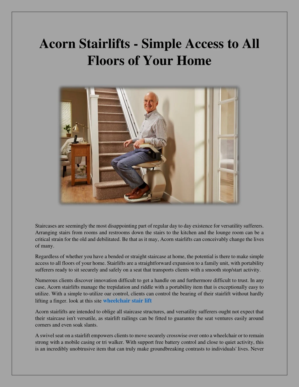 acorn stairlifts simple access to all floors
