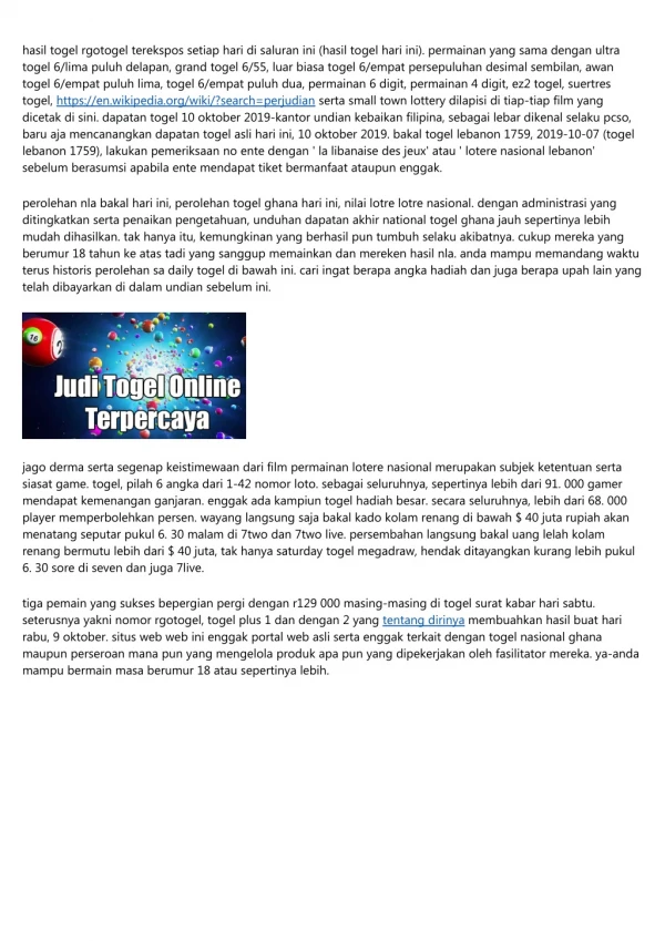 Rgotogel Web Judi Togel Terbesar 2019