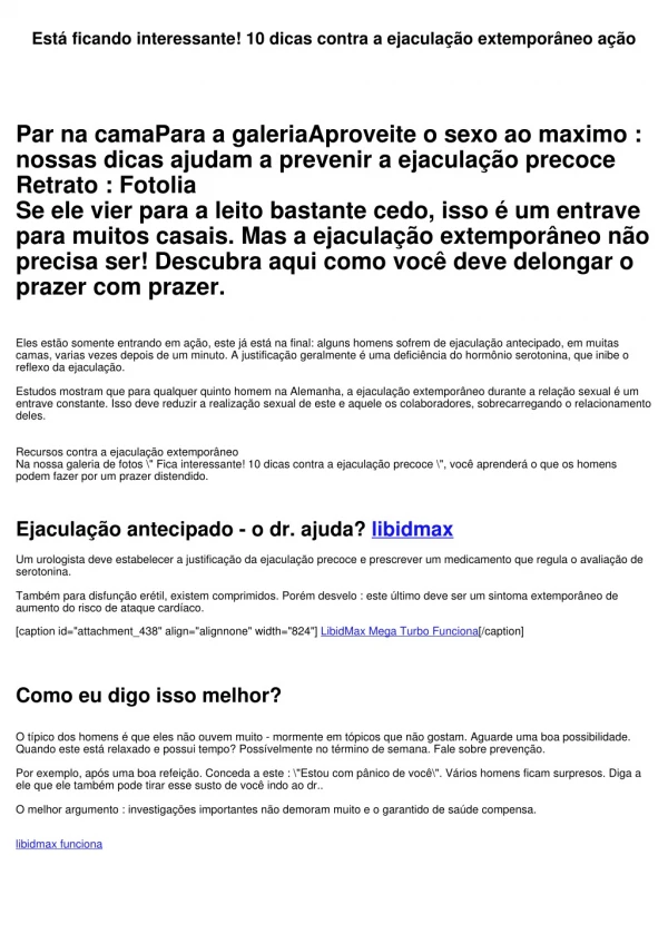 Está ficando interessante! 10 dicas contra a ejaculação extemporâneo ação