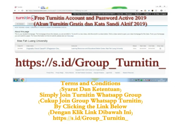 Free Turnitin Account and Password Active 2019
