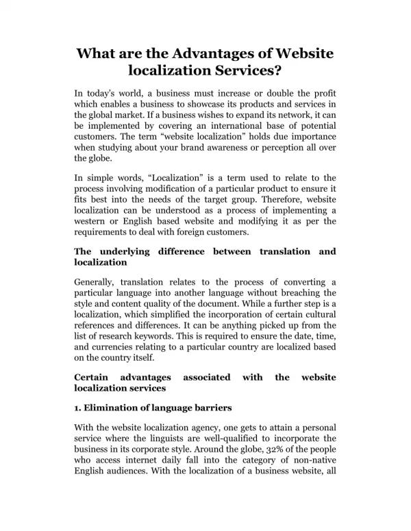 What are the Advantages of Website localization Services?