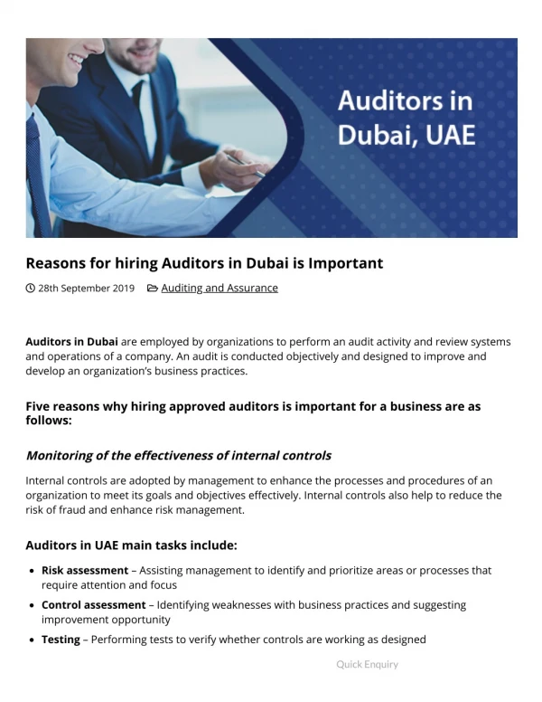 Reasons for hiring Auditors in Dubai is Important