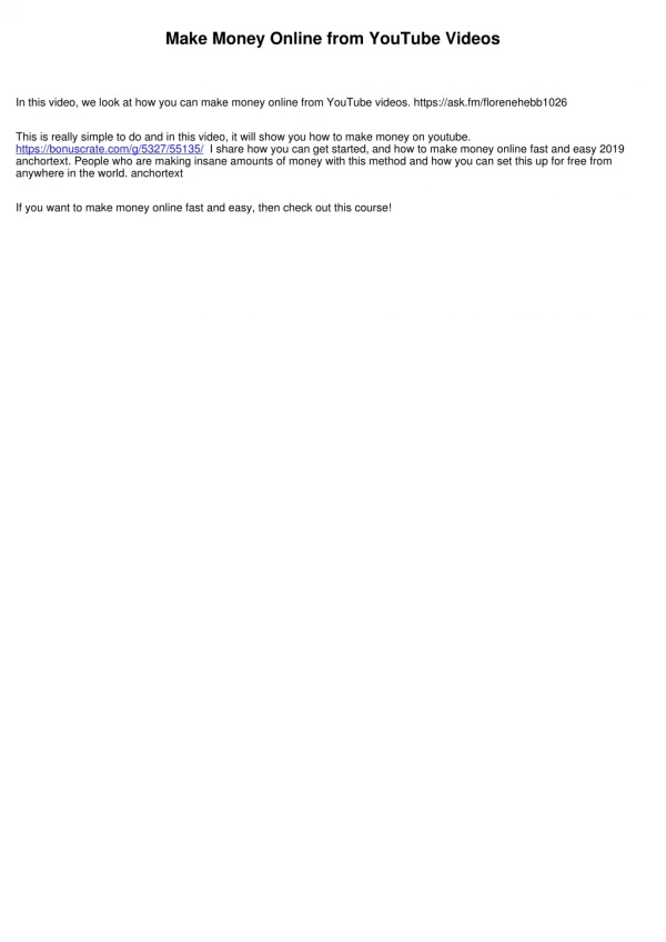 make money online from youtube videos