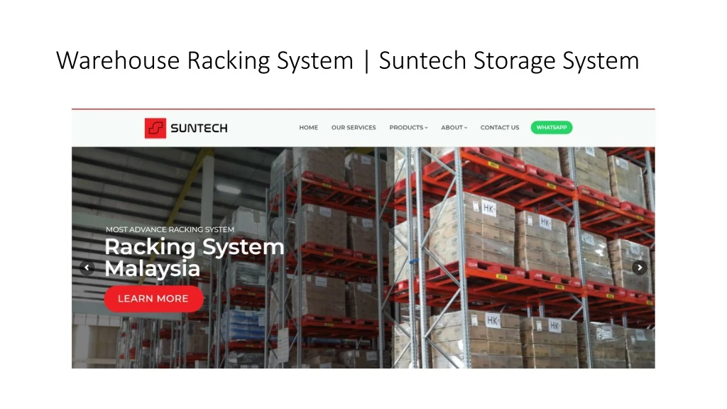 warehouse racking system suntech storage system