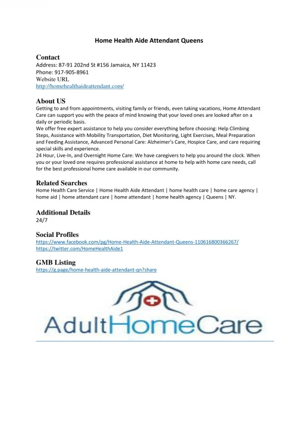 Home Health Aide Attendant Queens