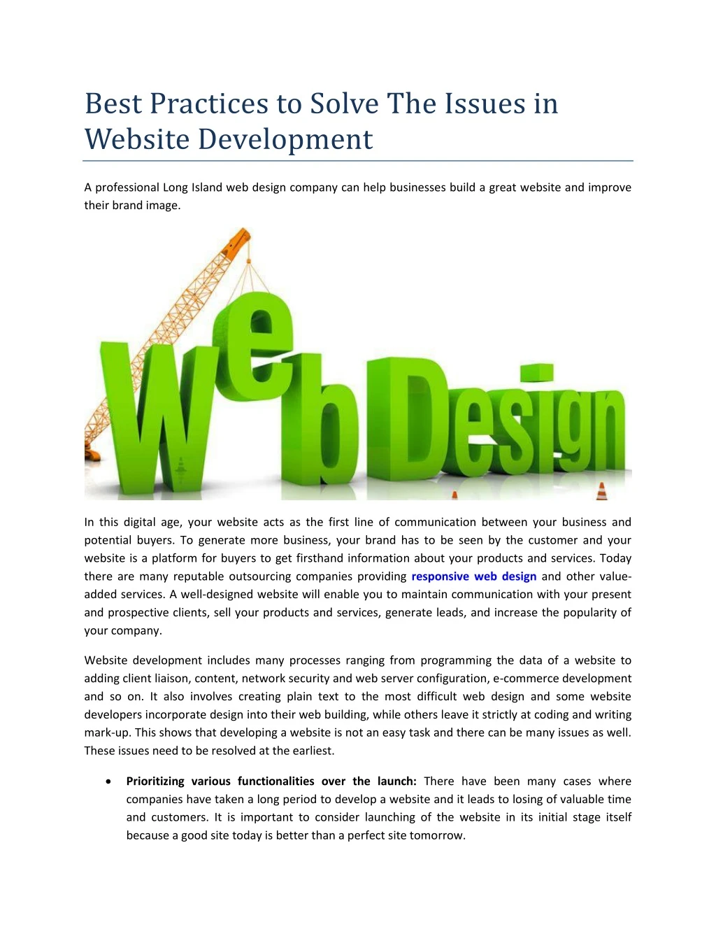 best practices to solve the issues in website