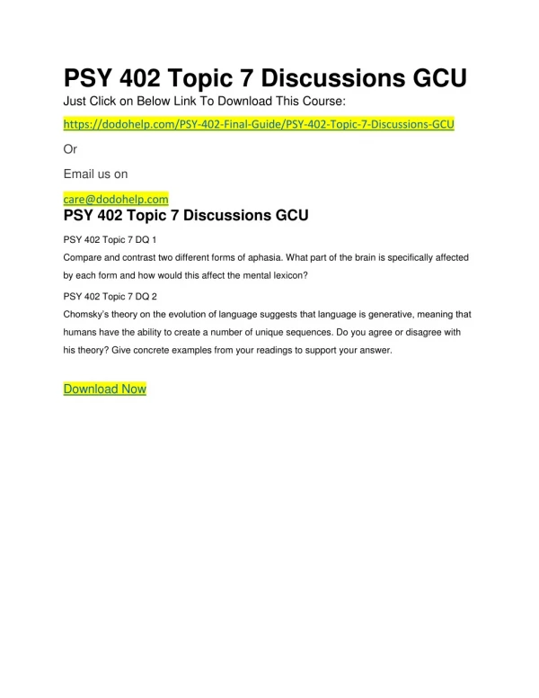 PSY 402 Topic 7 Discussions GCU