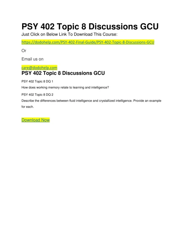 psy 402 topic 8 discussions gcu just click