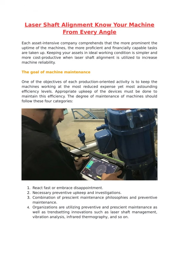 Laser Shaft Alignment Know Your Machine From Every Angle