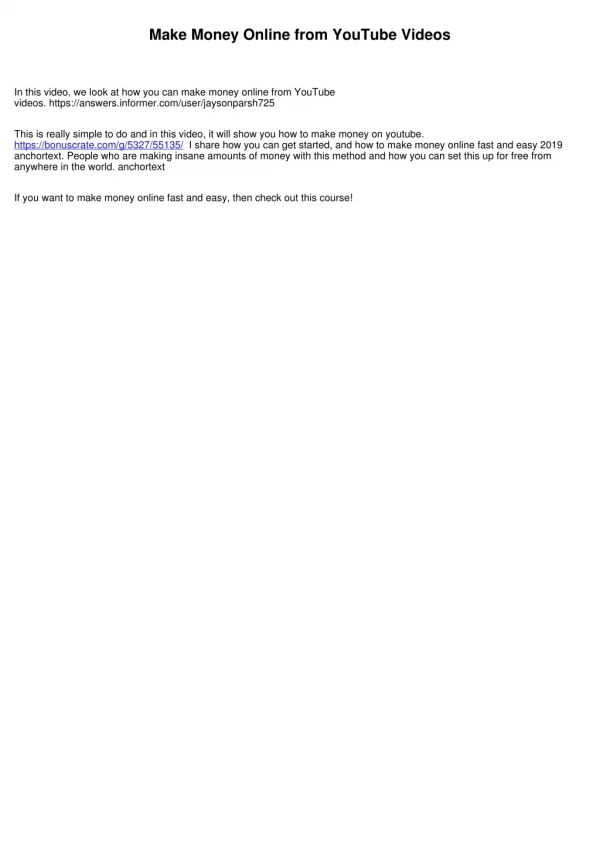 make money online from youtube videos