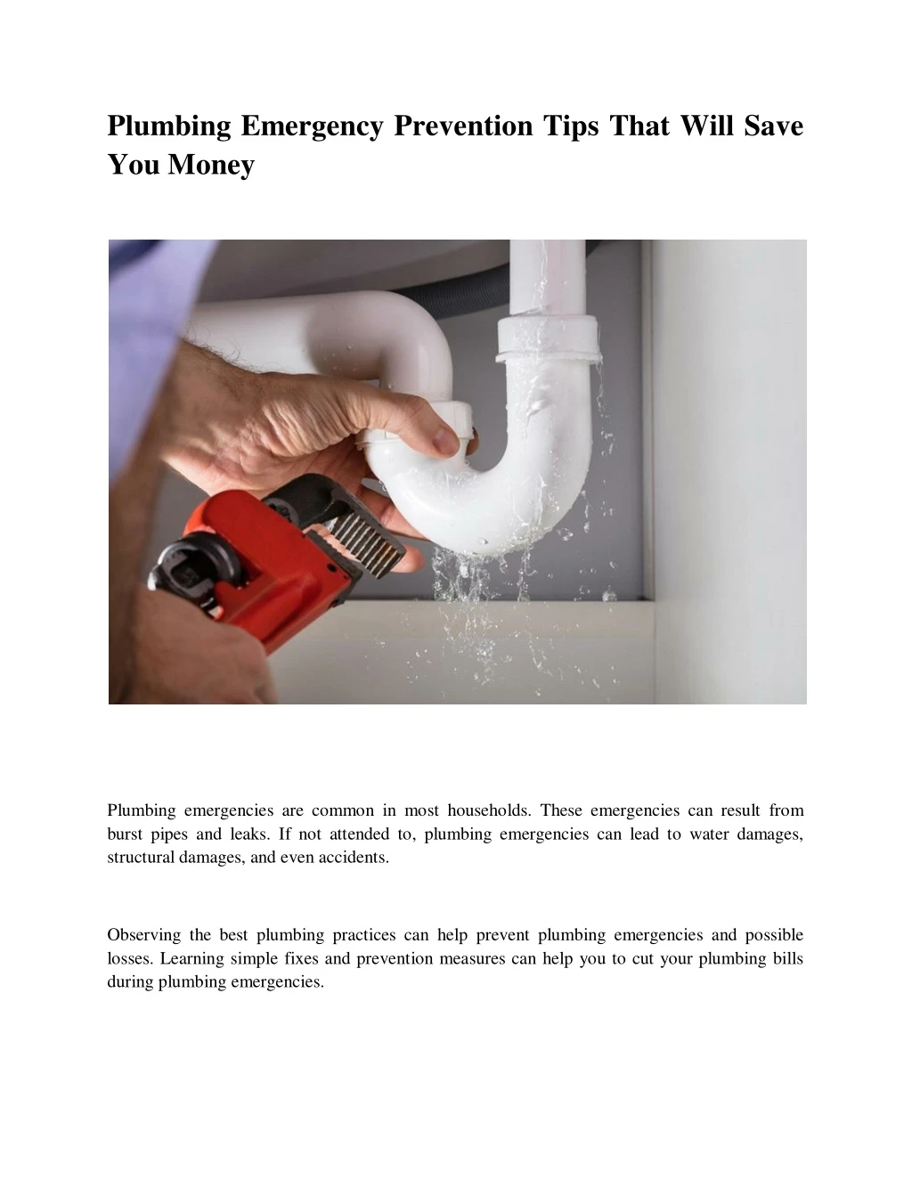 plumbing emergency prevention tips that will save