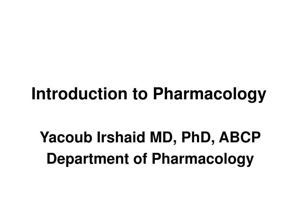 introduction to pharmacology