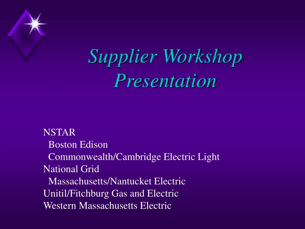 supplier workshop presentation