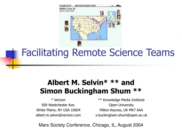 Facilitating Remote Science Teams