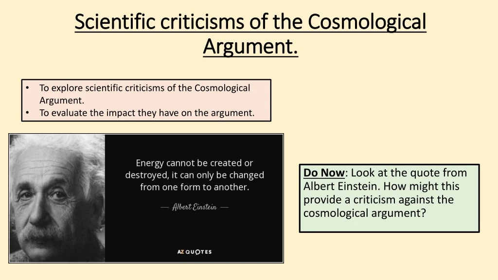 scientific criticisms of the cosmological argument