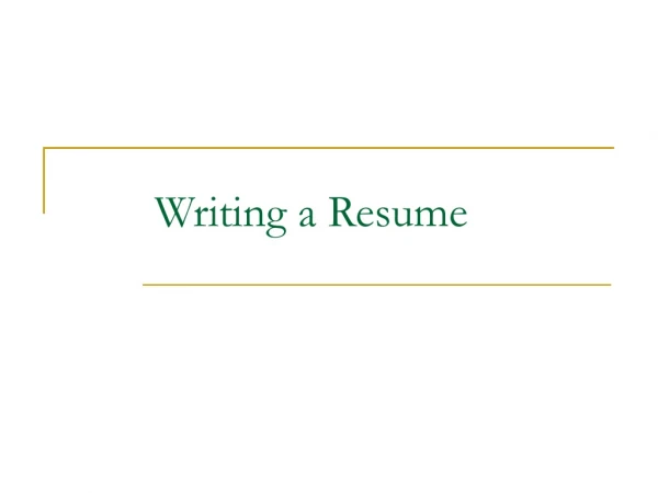 Writing a Resume