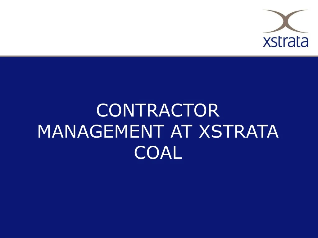 contractor management at xstrata coal