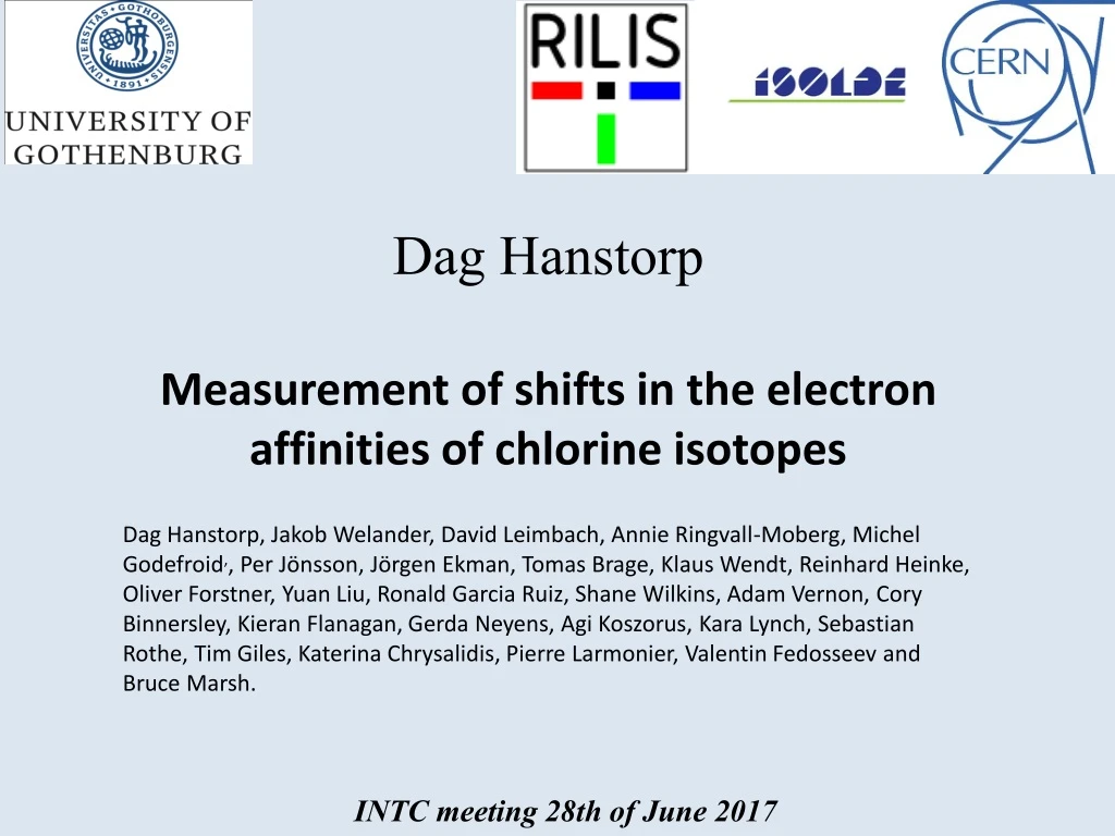 dag hanstorp measurement of shifts