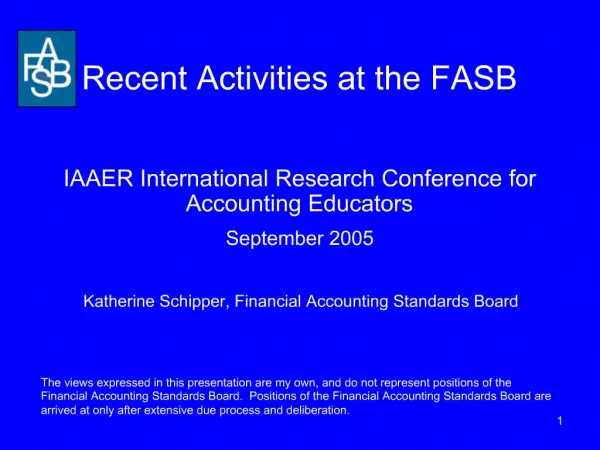 Recent Activities at the FASB