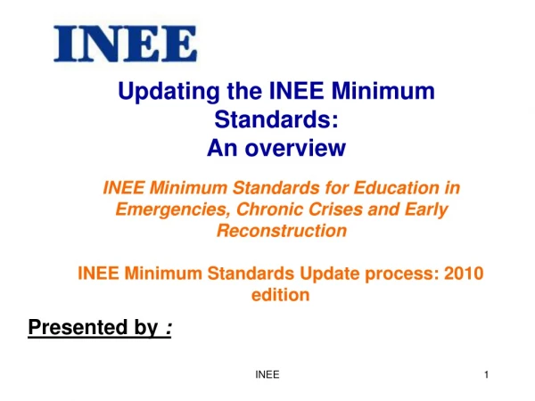 Updating the INEE Minimum Standards: An overview