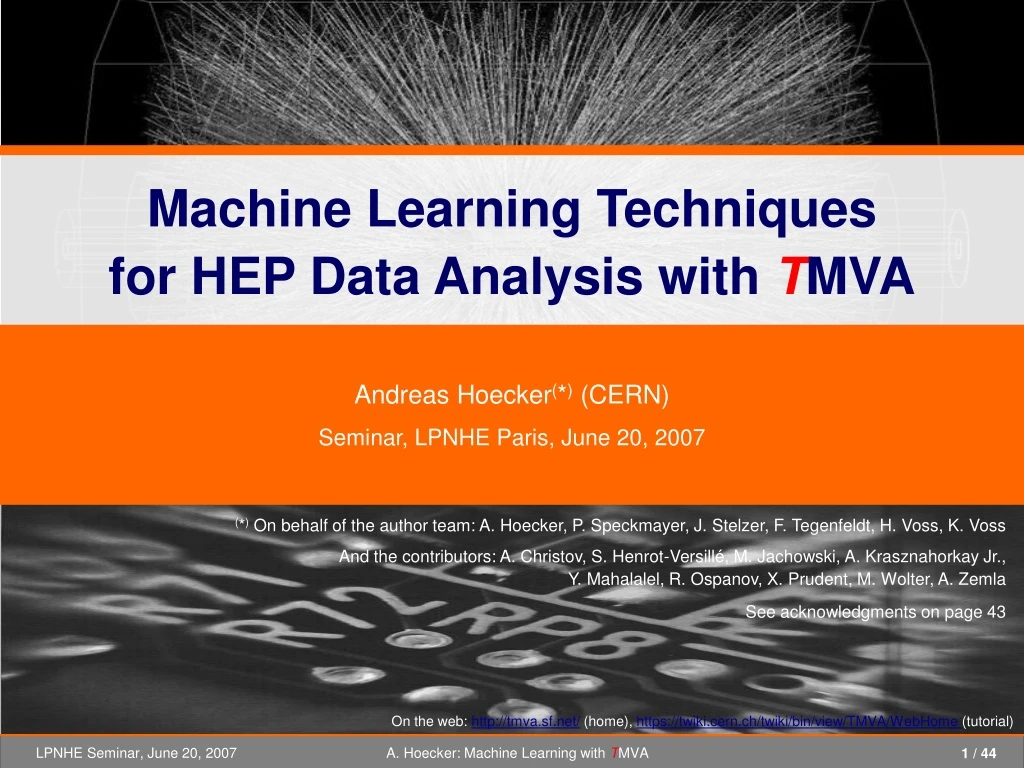 machine learning techniques for hep data analysis